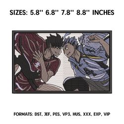 bokuto vs akaashi embroidery design file pes. haikyuu anime machine embroidery pattern, anime pes design brother