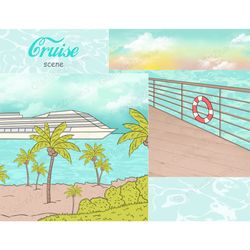 cruise ship clipart | tropical beach landscape