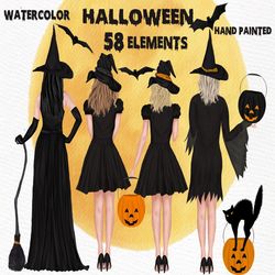 halloween clipart: "witches clipart" halloween mug full moon clipart jack o lantern witch hat witch broom halloween bat