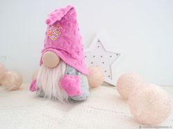 plush gnome stuffed doll with heart gift lover gnomes