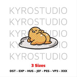 gudetama turned around anime embroidery design file/ chibi cute embroidery design/ design pes dst