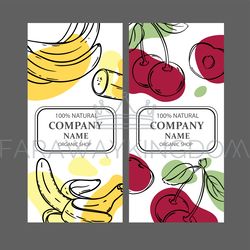 cherry and banana label templates vintage sketch vector set