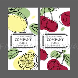 cherry and lemon label templates vintage sketch vector set