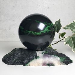 uvarovite sphere 75 mm uvarovite garnet stone sphere uvarovite ball rare mineral by uralmountainsfinds