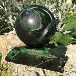 uvarovite sphere 75 mm uvarovite garnet stone sphere uvarovite ball rare mineral by uralmountainsfinds