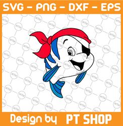 little mermaid flounder as pirate svg, png, dxf, cartoon svg, disney svg, png, dxf, cricut