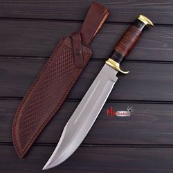 custom handmade d2 hunting knife with leather sheath, hand forged hunting knife, gift hunting knife mk3591m