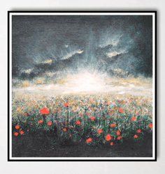 poppy field painting original art wall decor wall art interior art gift abstraction