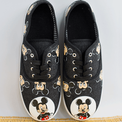 mickey mouse hand painted sneakers, black custom canvas, disney shoes