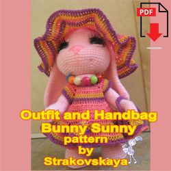 crochet pattern outfit and handbag for amigurumi bunny, doll, bear digital tutorial pdf