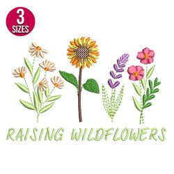 raising wildflowers embroidery design, flower bunch, machine embroidery design, instant download