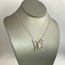 butterfly pendant necklace - silver plated