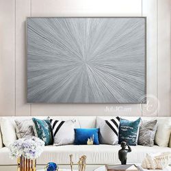 silver shiny abstract painting glittery textured artwork | modern wall decor silver rays wall art