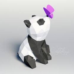 3d papercraft panda and butterfly pdf svg dxf templates