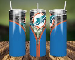 miami dolphins zipper tumbler wrap, 20oz tumbler wrap, nfl tumbler, miami dolphins zipper png