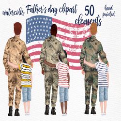 Father and son clipart: "FATHER'S DAY CLIPART" Daddy clipart Soldier clipart Man in uniform Homecoming soldier Best Dad