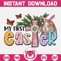 my first easter baby girl png, easter sublimation, designs downloads, easter bunny clipart easter, shirt transfer easter