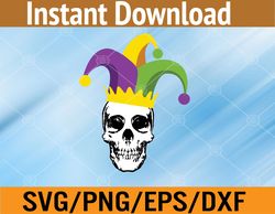 mardi gras skull jester hat funny parade  svg, eps, png, dxf, digital download