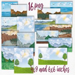 landscapes clipart: "holiday backdrops" custom landscapes mug design diy greeting card summer background mug templates s