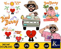 bad bunny svg, mega bundle bad bunny svg dxf eps png, for cricut, silhouette, digital, file cut