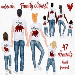 family clipart: "family figures clipart" dad mom children watercolor people family people siblings clipart family mug de