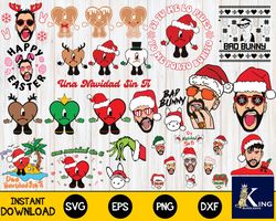 christmas bad bunny svg, christmas un verano sin ti layered svg, for cricut, silhouette, digital, file cut