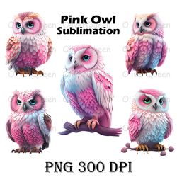 pink owl sublimation art, pink owl png