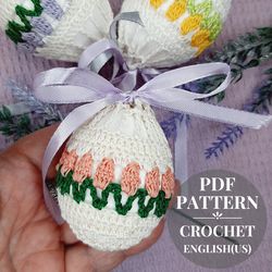 crochet pattern easter cover for egg. basket crochet easter for eggs. gift for easter diy. easter decoration.