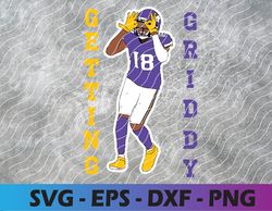 getting griddy funny end zone dance performed by vickings player justin jefferson svg, eps, png, dxf, digital download