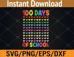 100 days of school teacher kids student boy girl 100 hearts svg, eps, png, dxf, digital download