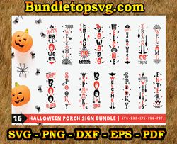 16 halloween potch sign svg bundle, witch svg, ghost svg, pumpkin svg, halloween vector,cricut, funny mom svg