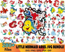 280 little mermaid ariel svg bundle, disney svg, ariel png, ariel sublimation, ariel svg, disney clipart, disney princes