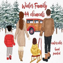 christmas clipart: "family clipart" winter family christmas car christmas cards pine tree forest parents and kids mug de