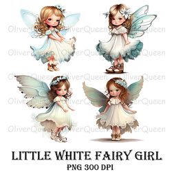 little white fairy girl watercolor art, white fairy girl png, girl png