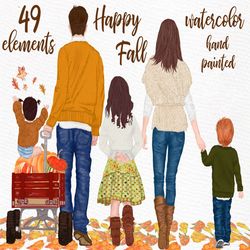 fall clipart: "family clipart" parents with kids thanksgiving clipart autumn clipart autumn family custom pumpkin clipar