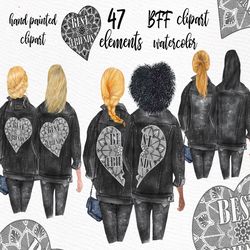 best friends clipart: "soul sisters clipart" bff clipart besties jacket customizable clipart custom besties wedding clip