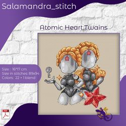 atomic heart. twins cross-stitch, salamandra stitch