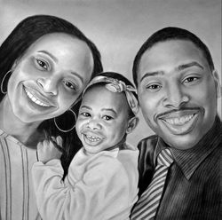 custom charcoal portrait from photo, family hand-drawn portrait from multiple photos, commission art, birthday gift