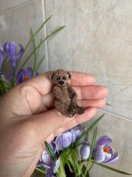 miniature teddy bear mini toy ooak bear pet friend for doll collectible toy dollhouse miniatures handmade small plush