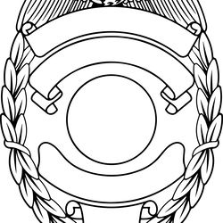 blank police sheriff's badge version 5black white vector outline or line art file for cnc laser cutting, wood, metal eng