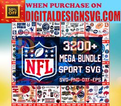 3200 bundle football team svg files for cricut, football svg cut file, football png file, cut file