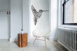 hummingbird geometric polygonal modern wall art