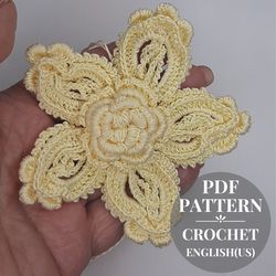 flower crochet pattern for irish lace. blossom crochet patterns. crochet flower applique. crochet flowers tutorial pdf.