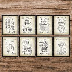 baking set of 8 patent prints,kitchen wall art, poster cake,shop decor, gift for chef,pastry chef or baker