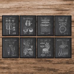 baking set of 8 patent prints,kitchen wall art, poster cake,shop decor, gift for chef,pastry chef or baker