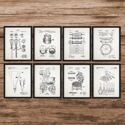 baking set of 8 patent prints,kitchen wall art, poster cake,shop decor, gift for chef,pastry chef or baker