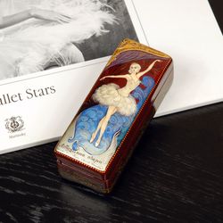 swan lake ballerina lacquer box hand painted miniature art