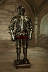 medieval german knight gold etched wearable suit of armor | crusader gothic combat full body armor