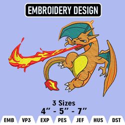 charizard nike embroidery designs, charizard embroidery files, pokemon nike machine embroidery pattern, digital download