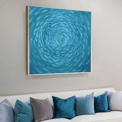blue turquoise abstract wall art original painting waterscape art 37 by 37 inch modern artwork